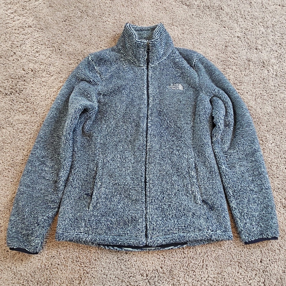 The North Face Osito Fleece Jacket Womens Size M Full Zip Navy Blue White Stripe